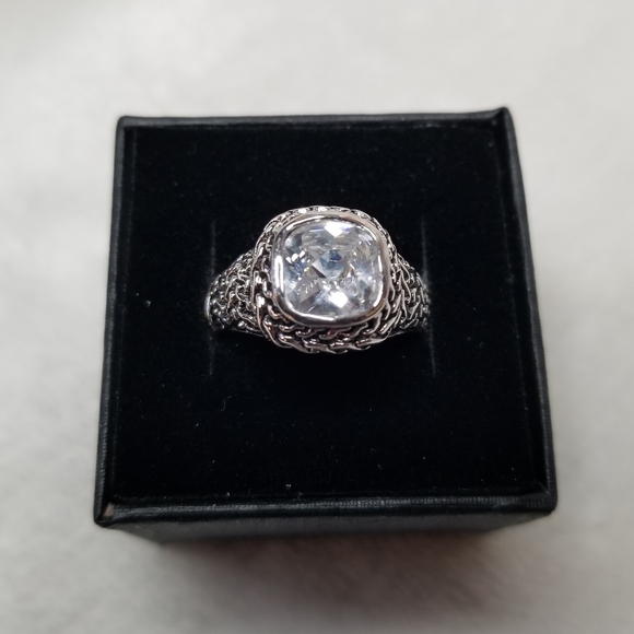 Vintage 18k GE ELECTROPLATED Sparkling White Tourmaline Crystal Ring - Picture 7 of 8